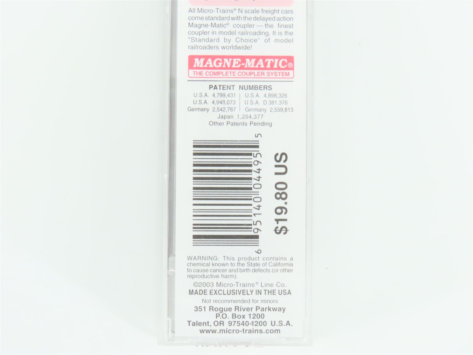 N Scale Micro-Trains MTL 108120.1 ATSF Santa Fe 3-Bay Hopper #179655 w/ Load