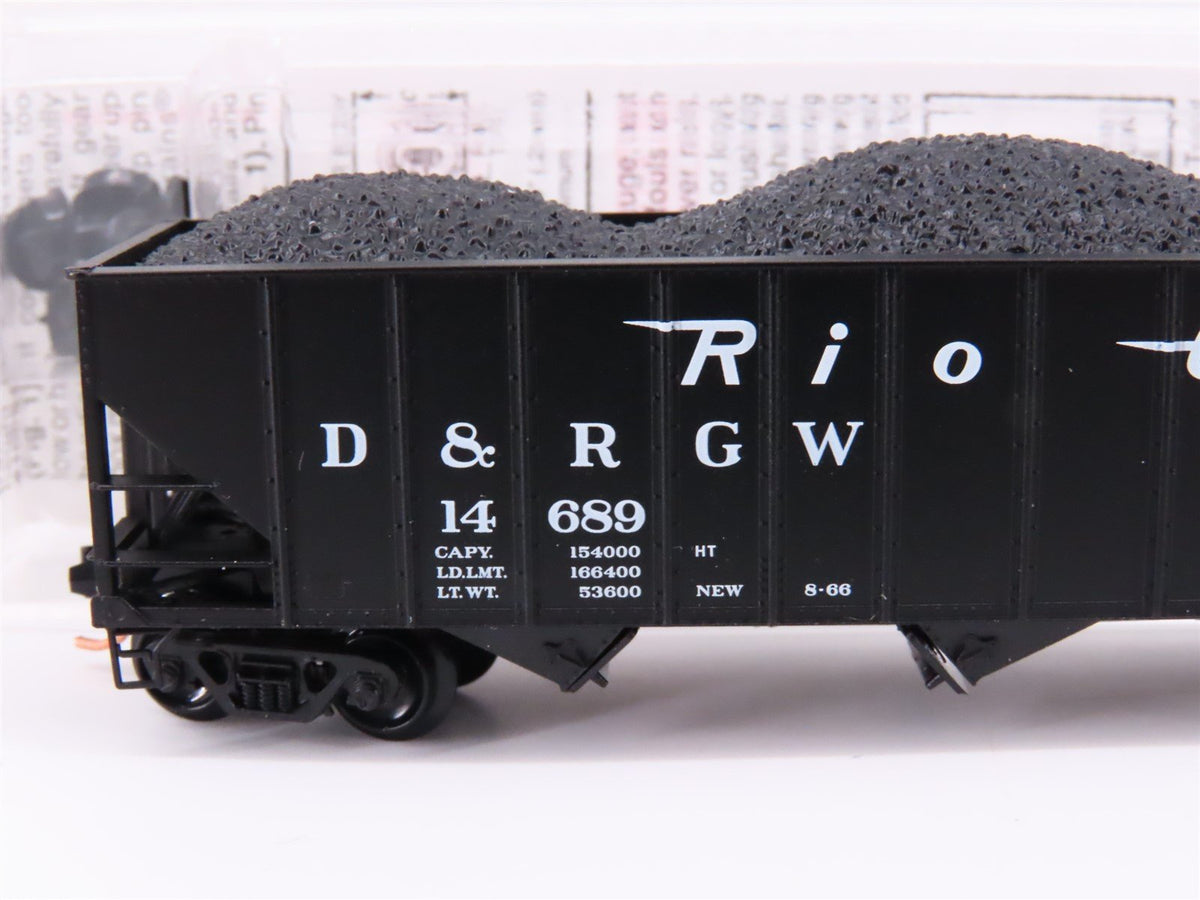 N Scale Micro-Trains MTL 108060 D&amp;RGW Rio Grande 3-Bay Hopper #14689 w/ Load