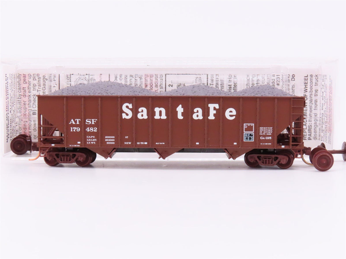 N Scale Micro-Trains MTL 108120.2 ATSF Santa Fe 3-Bay Hopper #179482 w/ Load