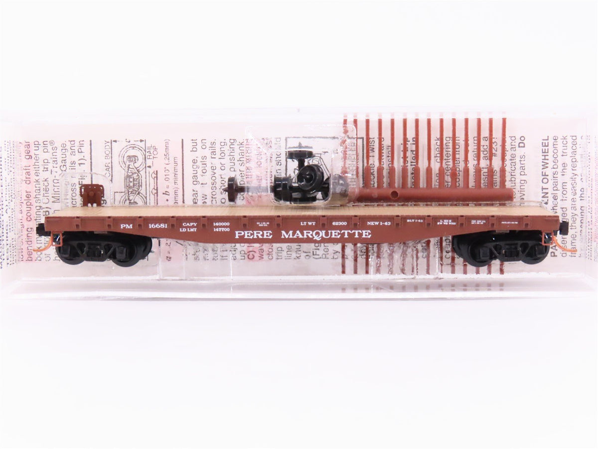 N Scale Micro-Trains MTL 45260 PM Pere Marquette Railroad 50&#39; Flat Car #1668