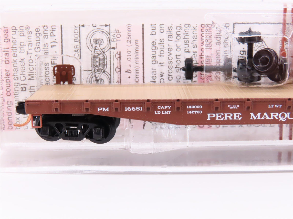 N Scale Micro-Trains MTL 45260 PM Pere Marquette Railroad 50&#39; Flat Car #1668