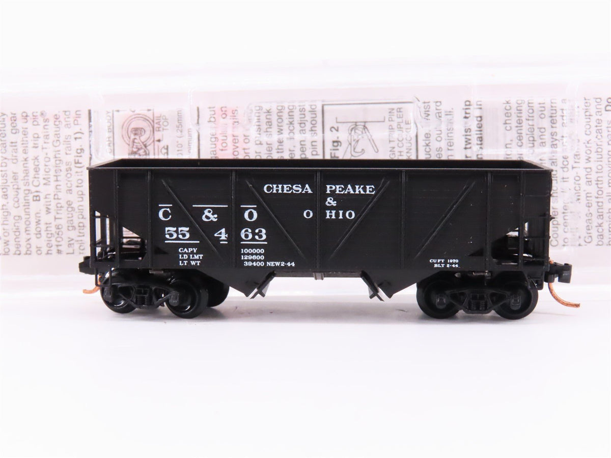 N Scale Micro-Trains MTL 57070 C&amp;O Chesapeake &amp; Ohio 2-Bay Hopper #55463