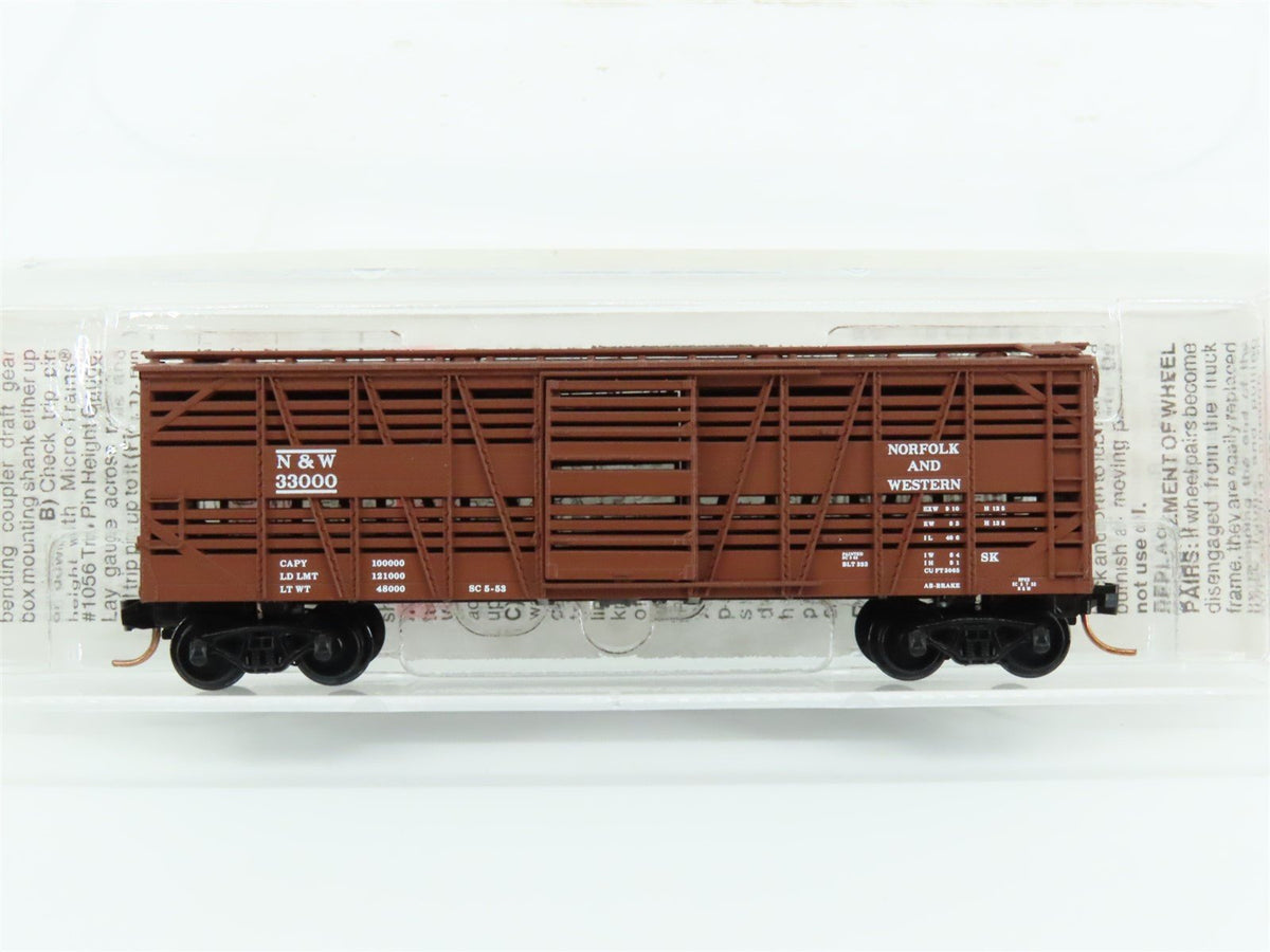 N Scale Micro-Trains MTL 35150 N&amp;W Norfolk &amp; Western 40&#39; Stock Car #33000