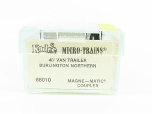 N Kadee Micro-Trains MTL 66010 BNZ Burlington Northern 40' Van Trailer #205504