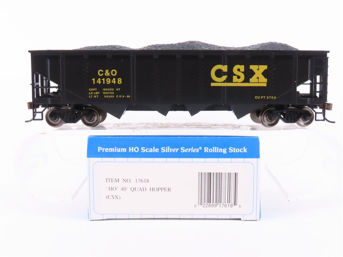 HO Scale Bachmann 17618 C&amp;O CSX Railroad 4-Bay Hopper #14198 w/ Coal Load