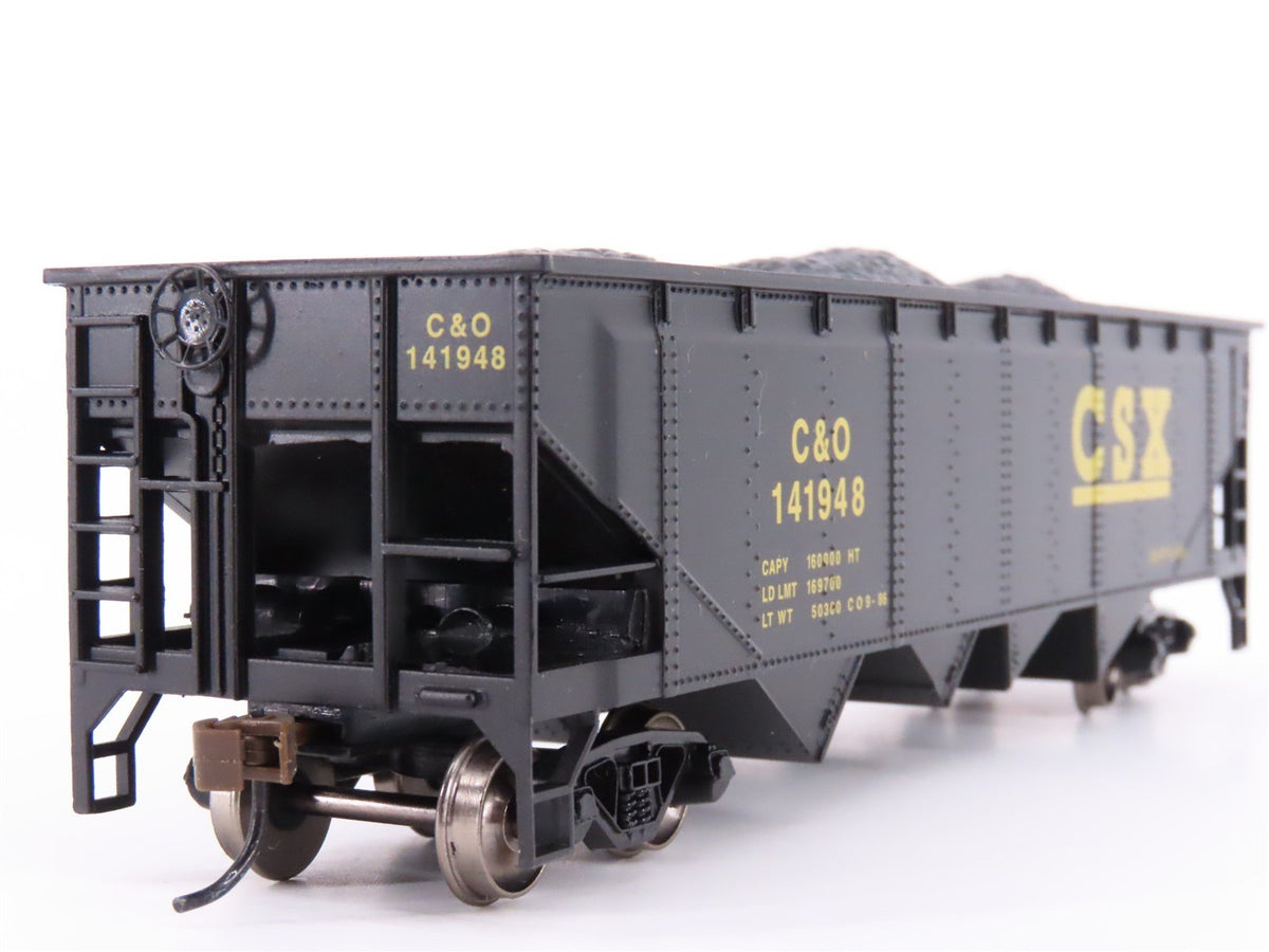 HO Scale Bachmann 17618 C&amp;O CSX Railroad 4-Bay Hopper #14198 w/ Coal Load