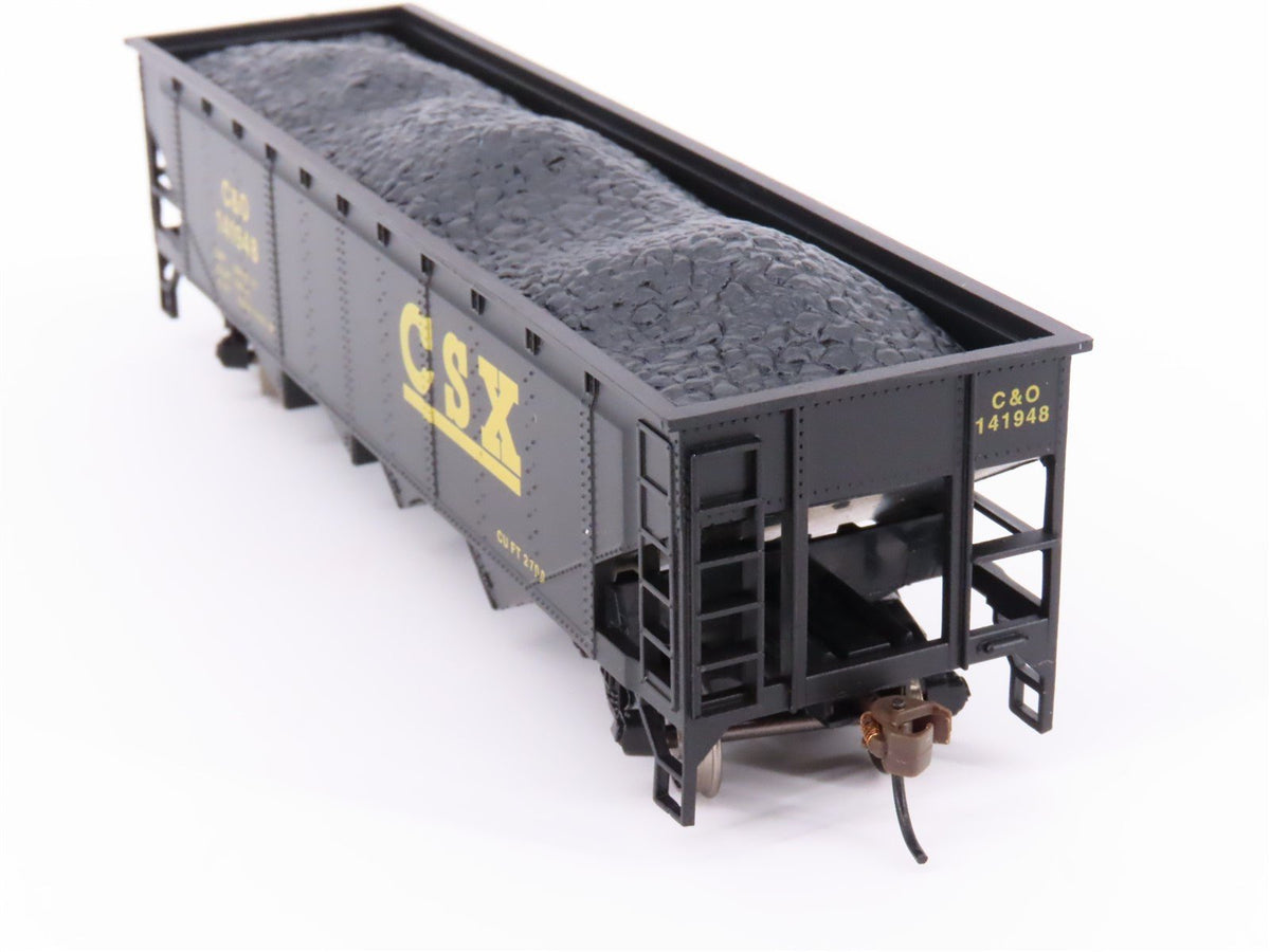 HO Scale Bachmann 17618 C&amp;O CSX Railroad 4-Bay Hopper #14198 w/ Coal Load