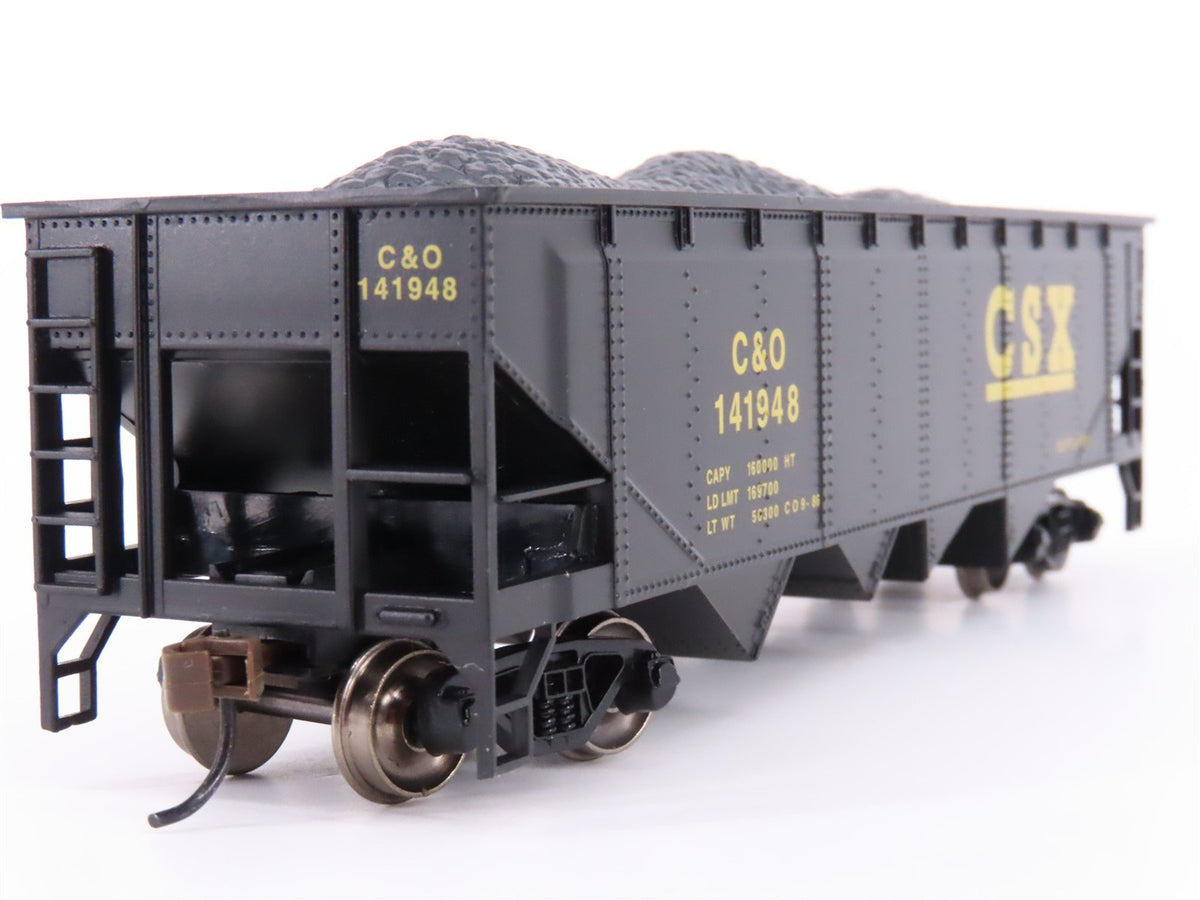 HO Scale Bachmann 17618 C&amp;O CSX Railroad 4-Bay Hopper #14198 w/ Coal Load