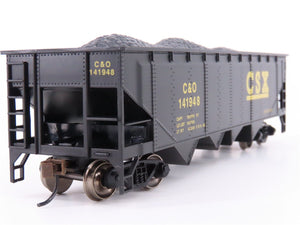 HO Scale Bachmann 17618 C&O CSX Railroad 4-Bay Hopper #14198 w/ Coal Load