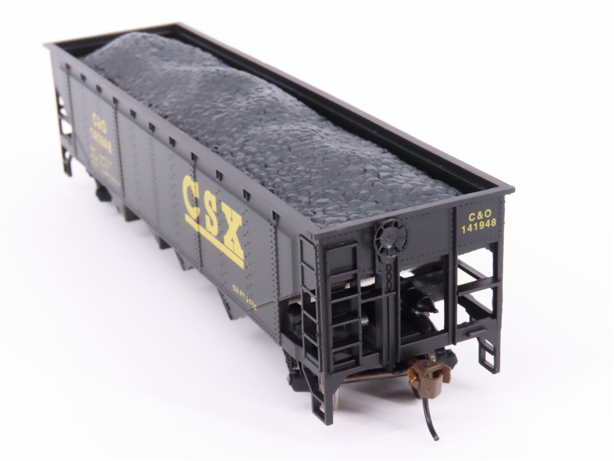 HO Scale Bachmann 17618 C&amp;O CSX Railroad 4-Bay Hopper #14198 w/ Coal Load