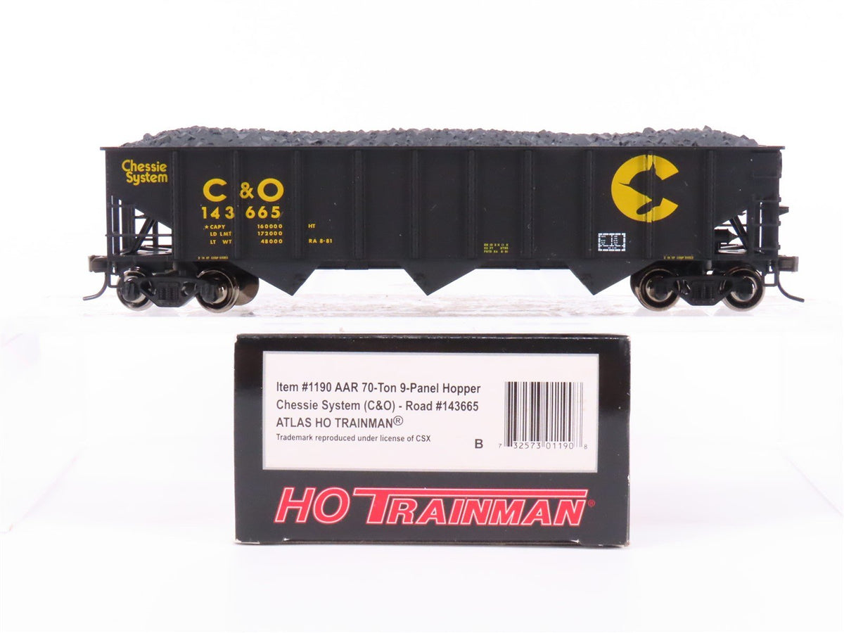 HO Scale Atlas Trainman 1190 C&amp;O Chessie System 3-Bay Hopper #143665 w/ Load