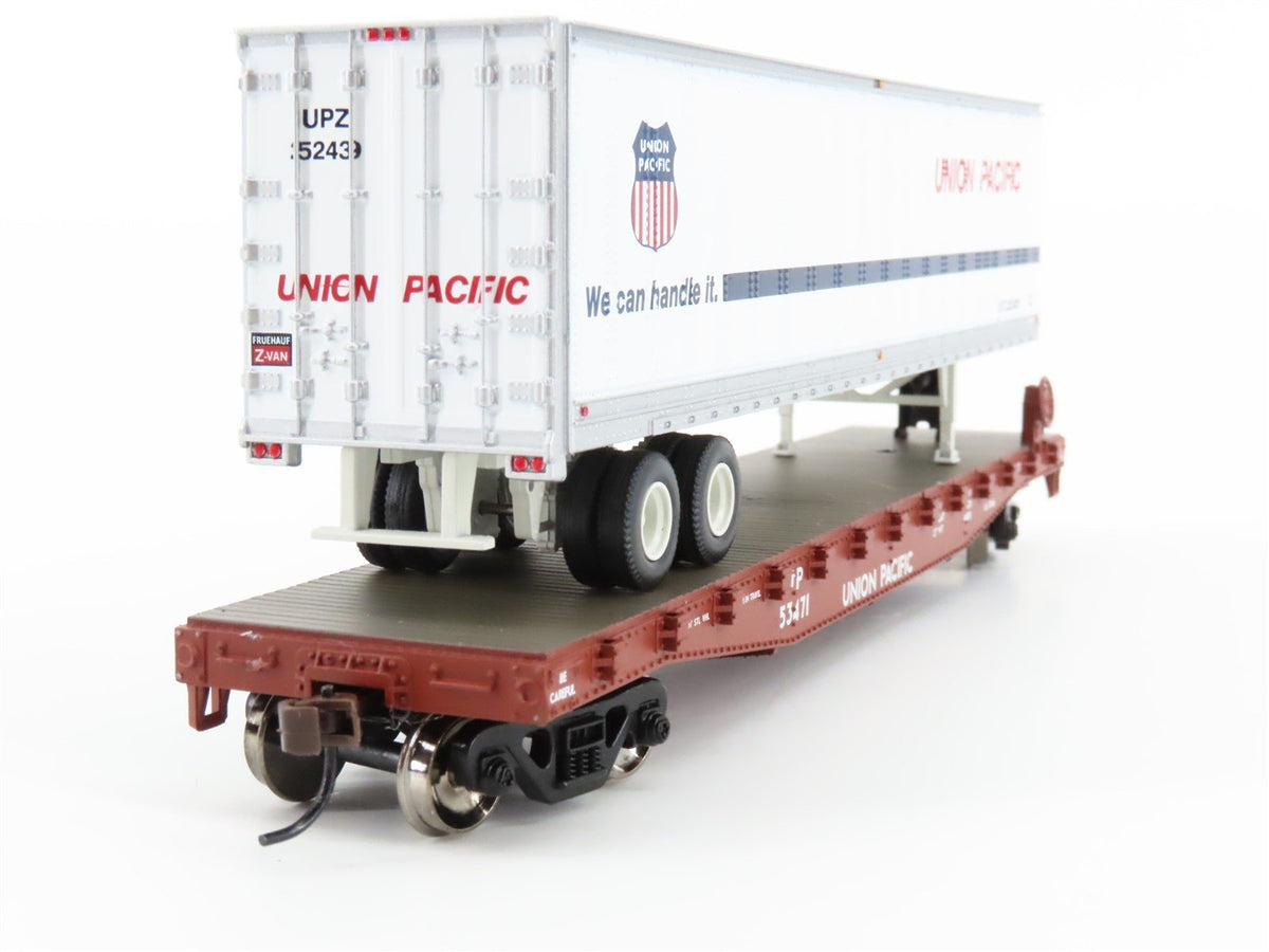 HO Scale Athearn RTR 92071 UP Union Pacific 50&#39; Flatcar #53471 w/ Trailer