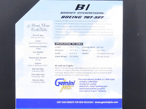 1:400 Gemini Jets Limited Edition GJBNF212 Brannif Int'l Boeing 707-327 Airliner
