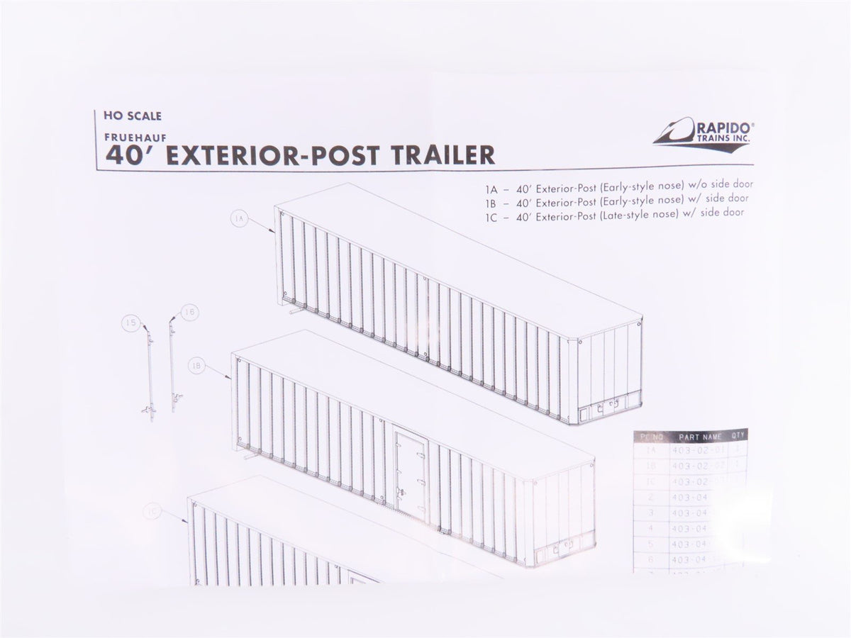 HO Scale Rapido #403028 PRRZ Pennsylvania 40&#39; Exterior-Post Van Trailer #200578