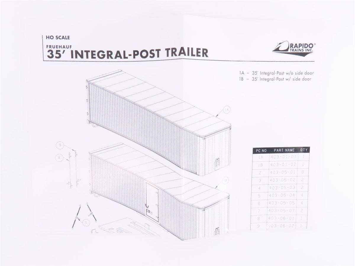 HO Rapido #403010 NKP Nickel Plate Road 35&#39; Integral-Post Van Trailer #T-250