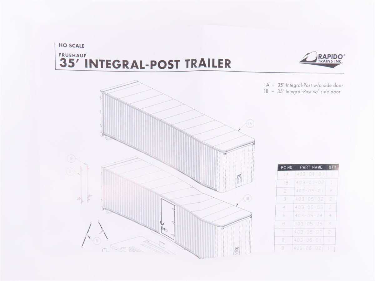 HO Scale Rapido #403015 PRR Pennsylvania 35&#39; Integral-Post Van Trailer #C-542