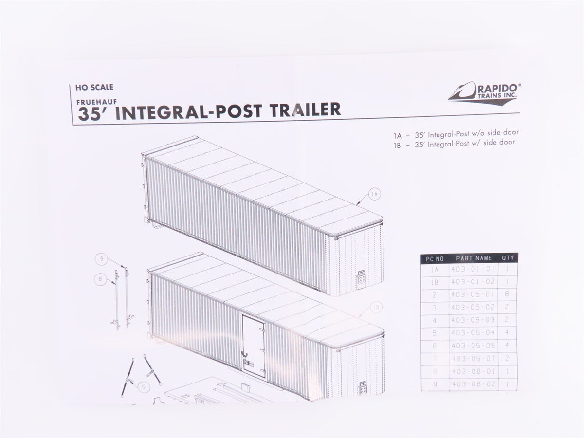 HO Scale Rapido #403014 PRR Pennsylvania 35&#39; Integral-Post Van Trailer #C-537