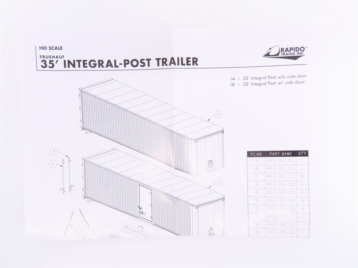 HO Scale Rapido #403013 PRR Pennsylvania 35&#39; Integral-Post Van Trailer #C-525