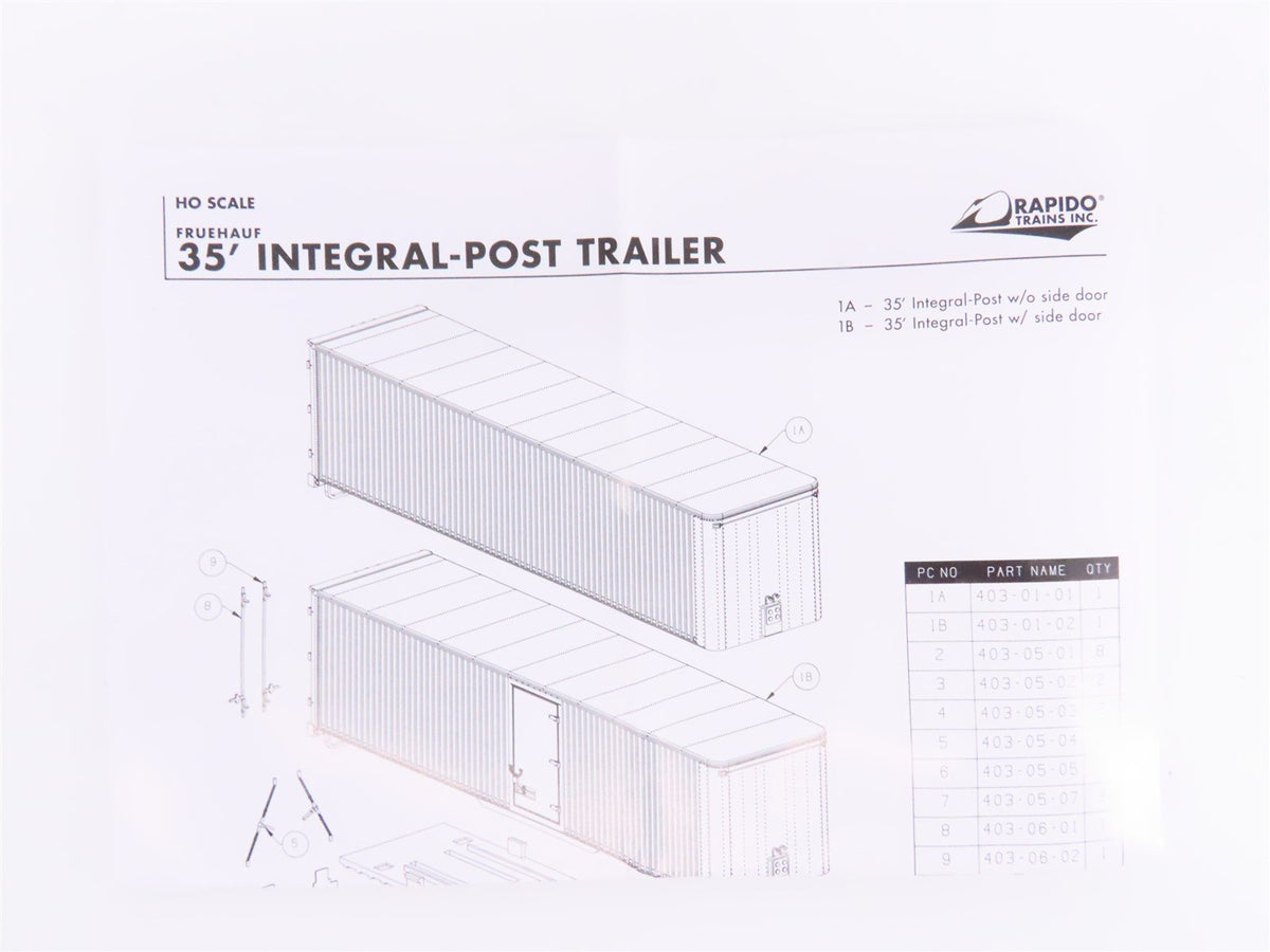 HO Rapido #403011 NKP Nickel Plate Road 35&#39; Integral-Post Van Trailer #T-262
