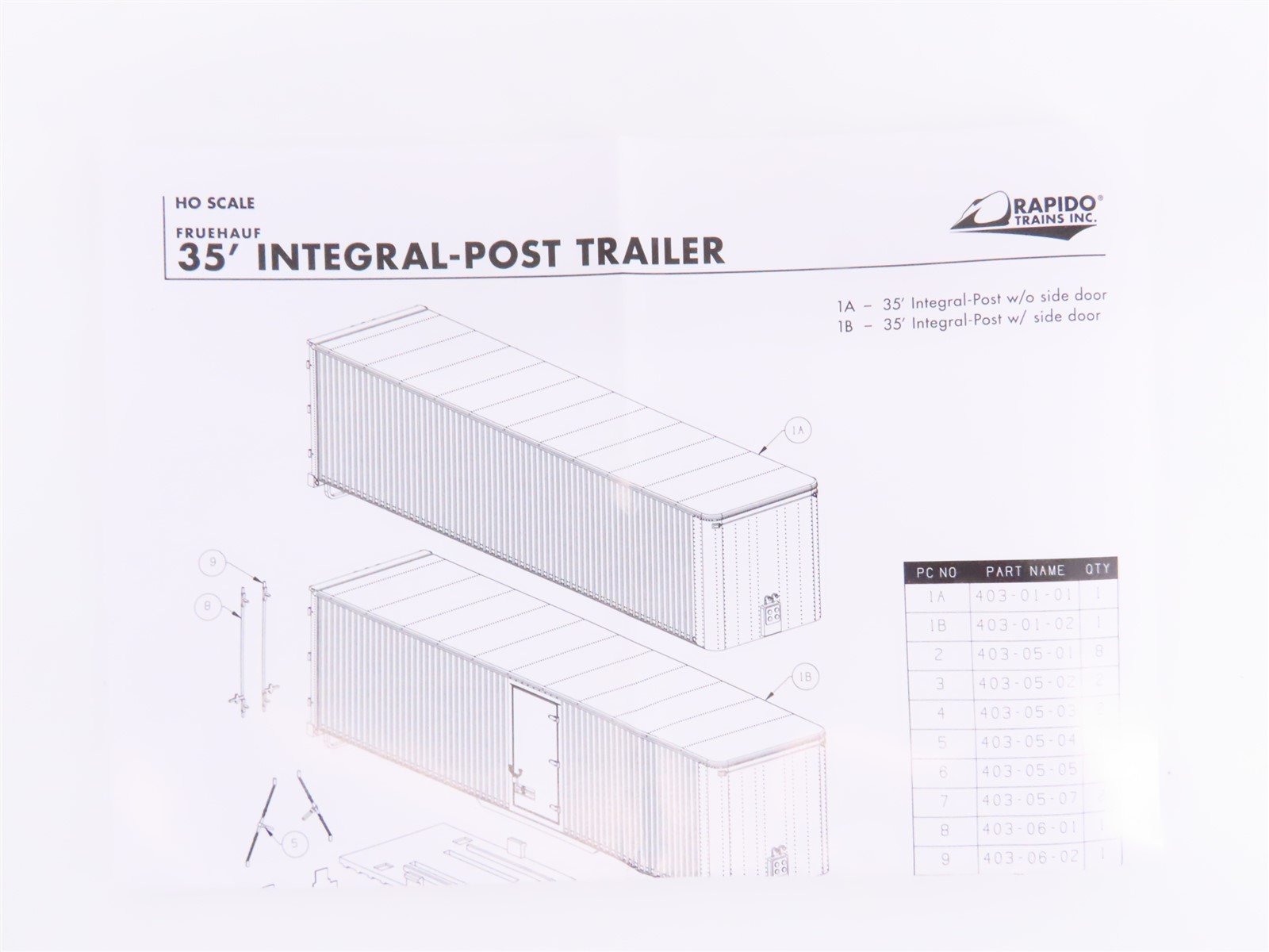 HO Rapido #403011 NKP Nickel Plate Road 35' Integral-Post Van Trailer #T-262
