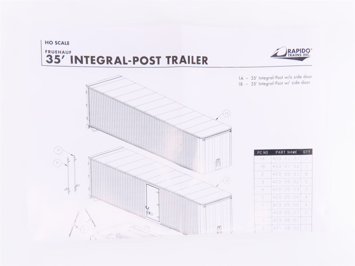 HO Scale Rapido #403006 DL&amp;W Phoebe Snow 35&#39; Integral-Post Van Trailer #559