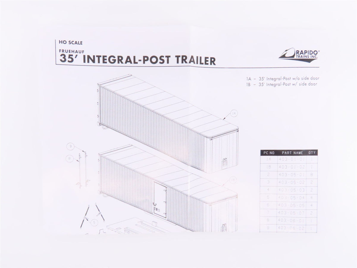 HO Scale Rapido #403004 DL&amp;W Phoebe Snow 35&#39; Integral-Post Van Trailer #542