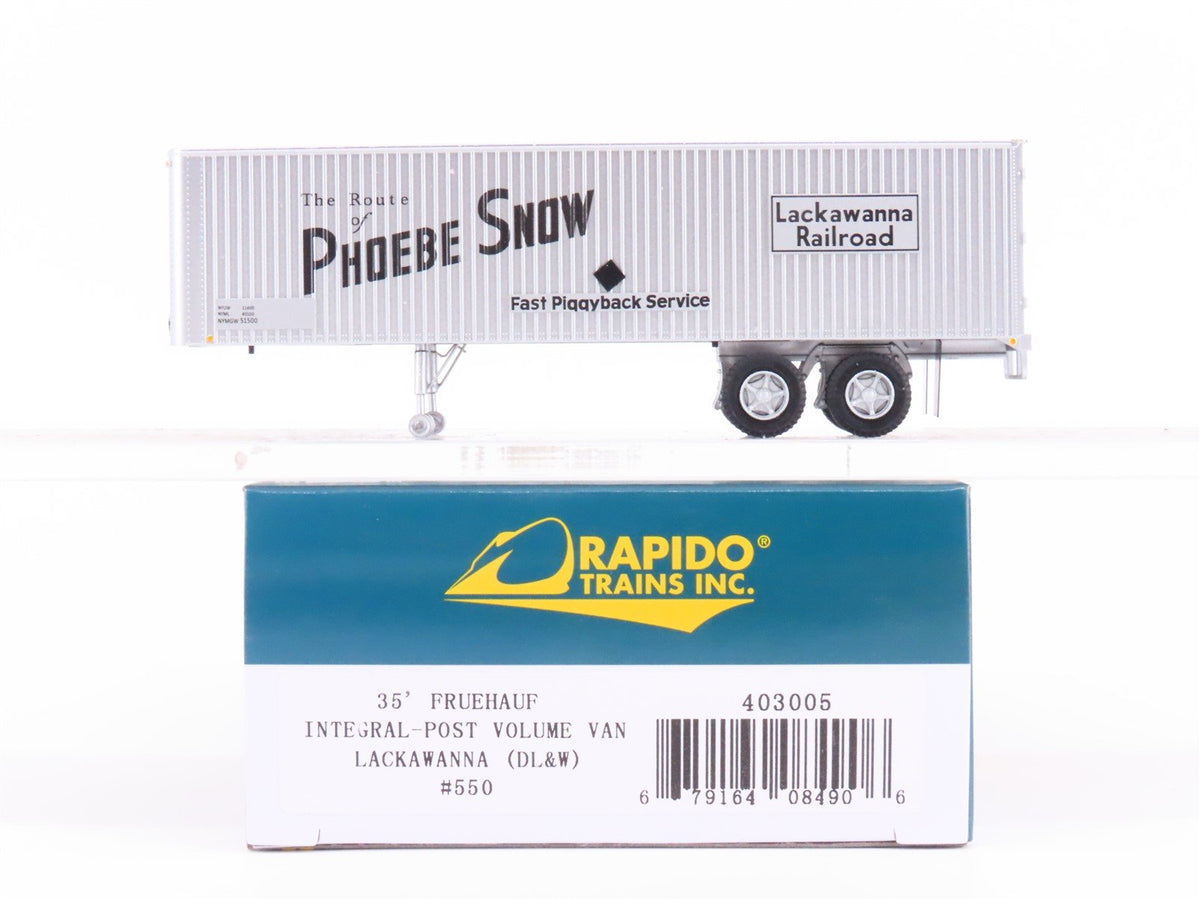 HO Scale Rapido #403005 DL&amp;W Phoebe Snow 35&#39; Integral-Post Van Trailer #550