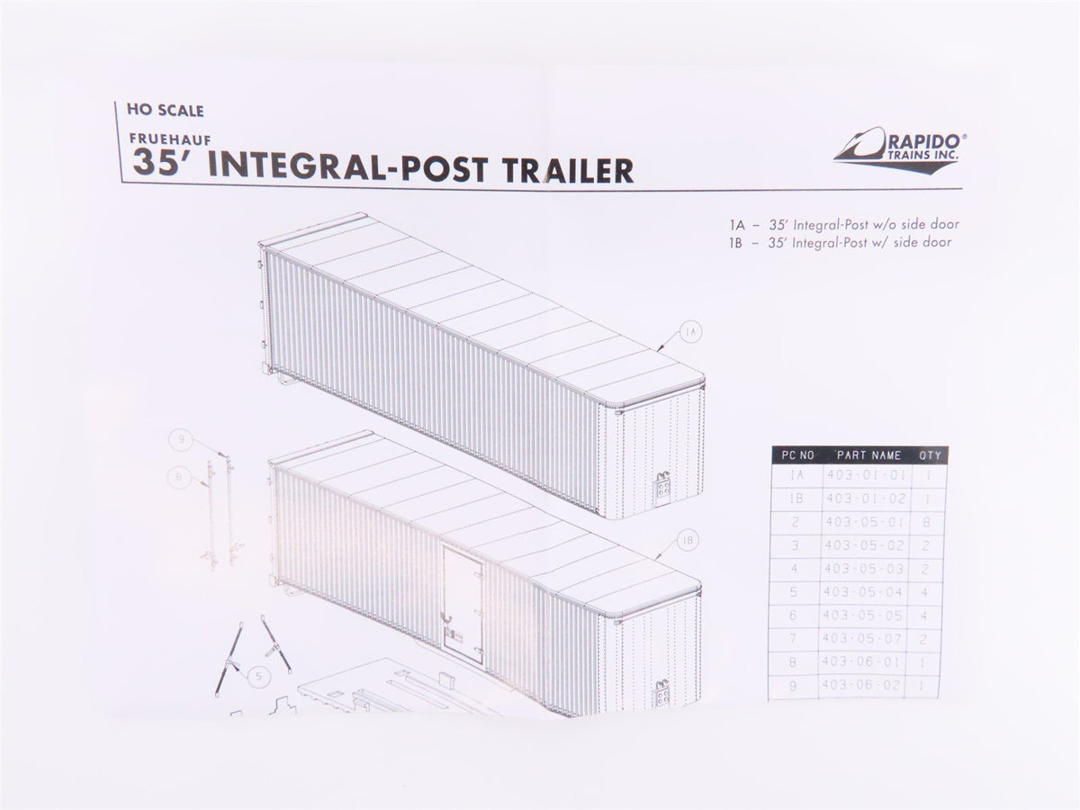 HO Rapido #403012 NKP Nickel Plate Road 35&#39; Integral-Post Van Trailer #T-271