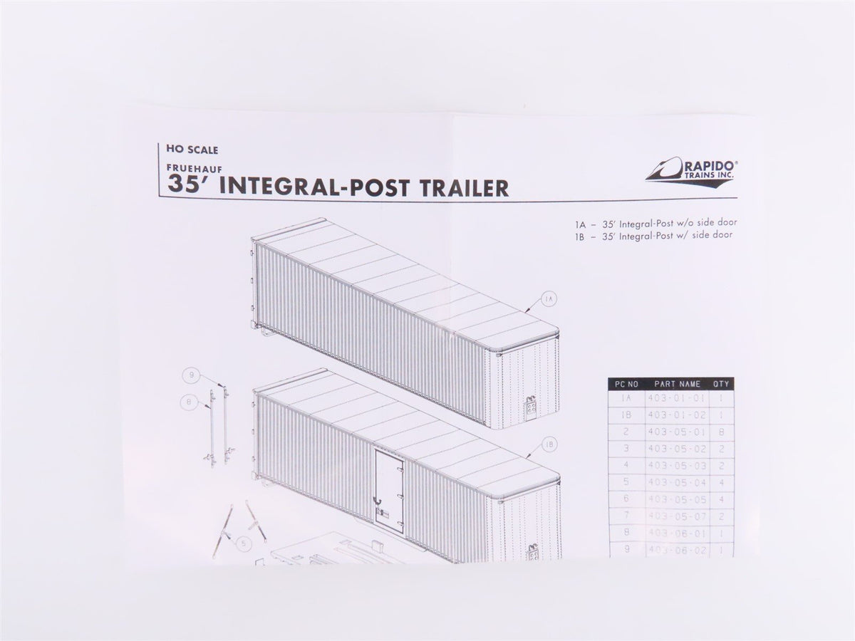 HO Rapido #403003 BMZ Boston &amp; Maine 35&#39; Integral-Post Van Trailer #10264