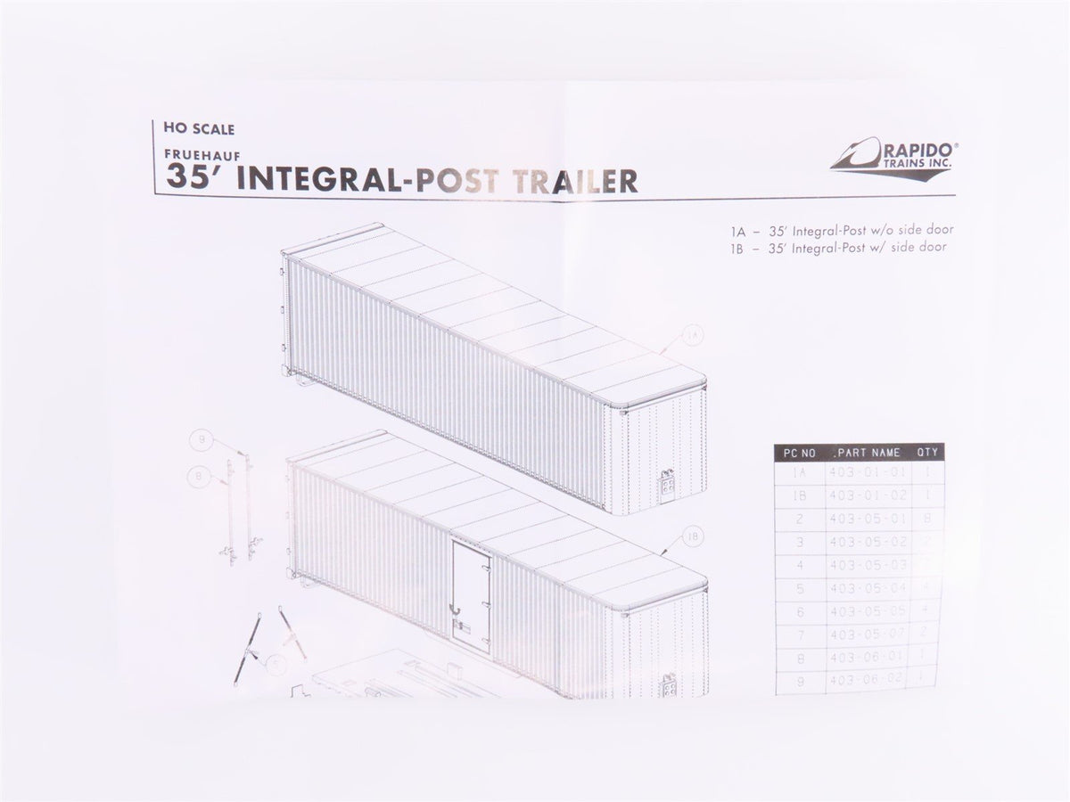 HO Scale Rapido #403007 NH New Haven 35&#39; Fruehauf Integral-Post Van Trailer #RT2