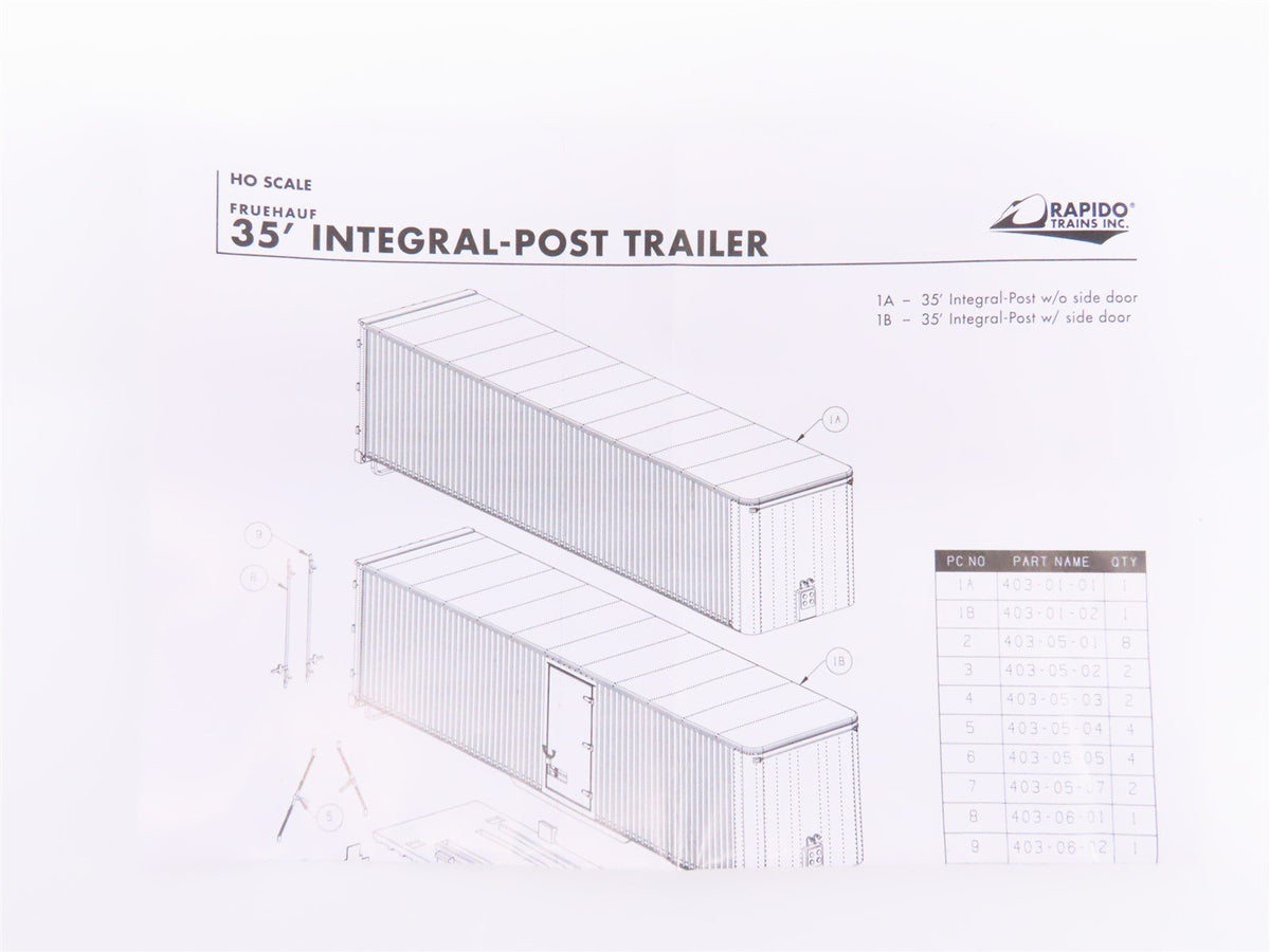 HO Scale Rapido #403008 NH New Haven 35&#39; Fruehauf Integral-Post Van Trailer #RT7