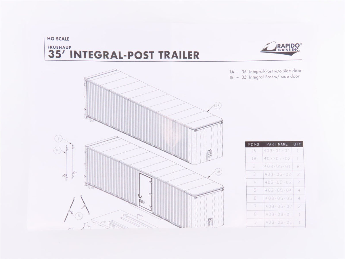 HO Scale Rapido 403009 NH New Haven 35&#39; Fruehauf Integral-Post Van Trailer #RT11