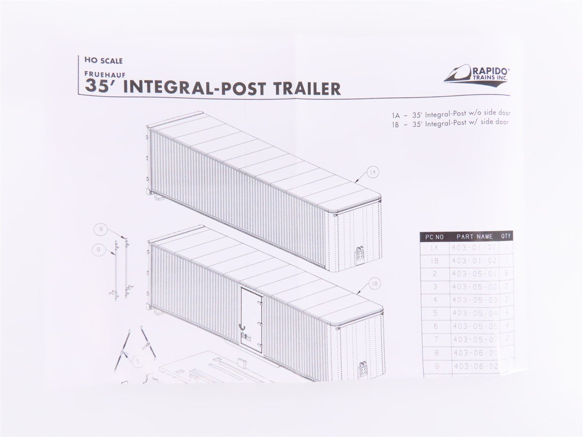 HO Rapido #403001 BMZ Boston &amp; Maine 35&#39; Integral-Post Van Trailer #10252