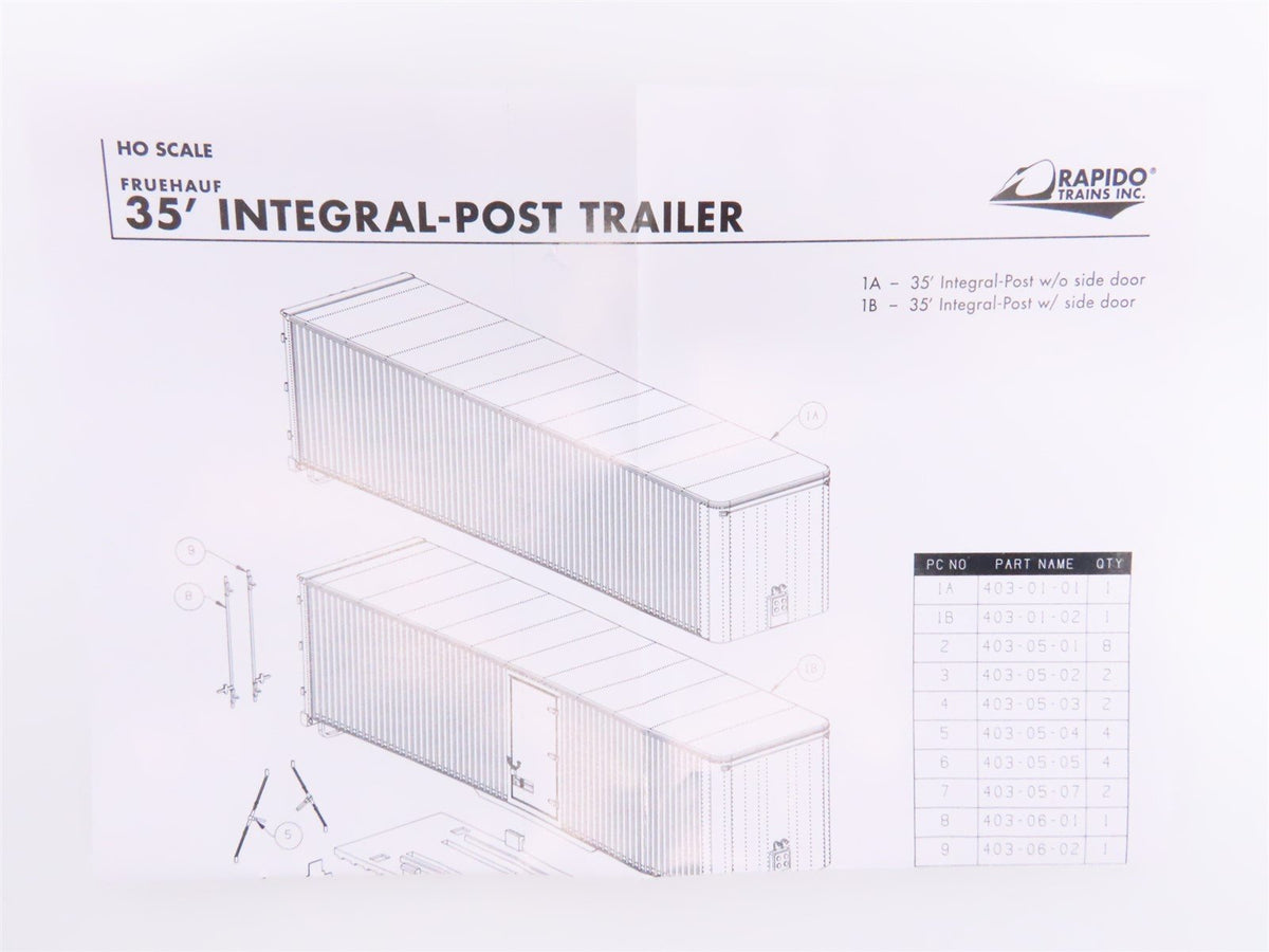 HO Rapido #403002 BMZ Boston &amp; Maine 35&#39; Integral-Post Van Trailer #10258