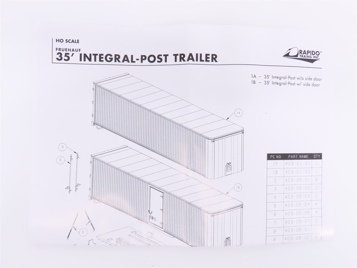 HO Rapido #403010 NKP Nickel Plate Road 35&#39; Integral-Post Van Trailer #T-250