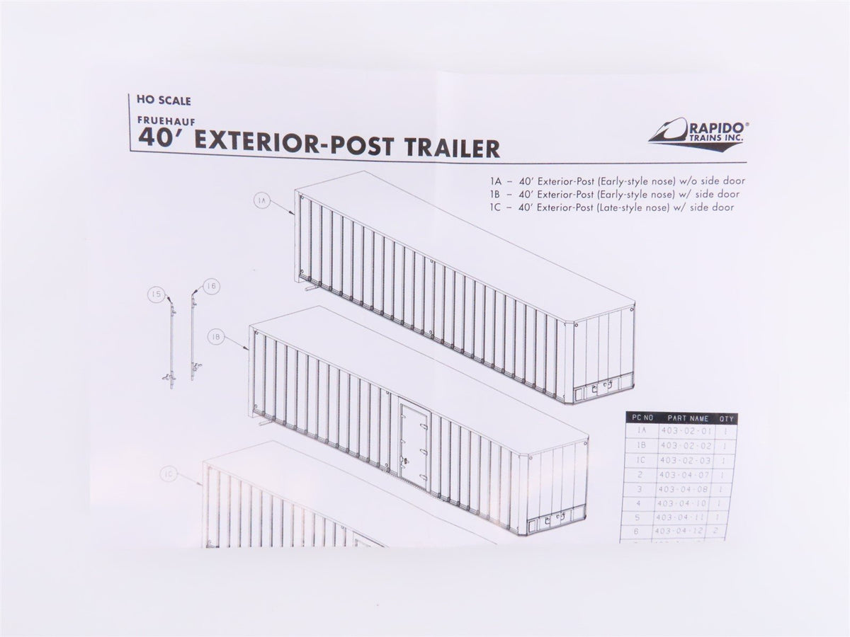 HO Scale Rapido #403022 LVZ Lehigh Valley 40&#39; Exterior-Post Van Trailer #200021