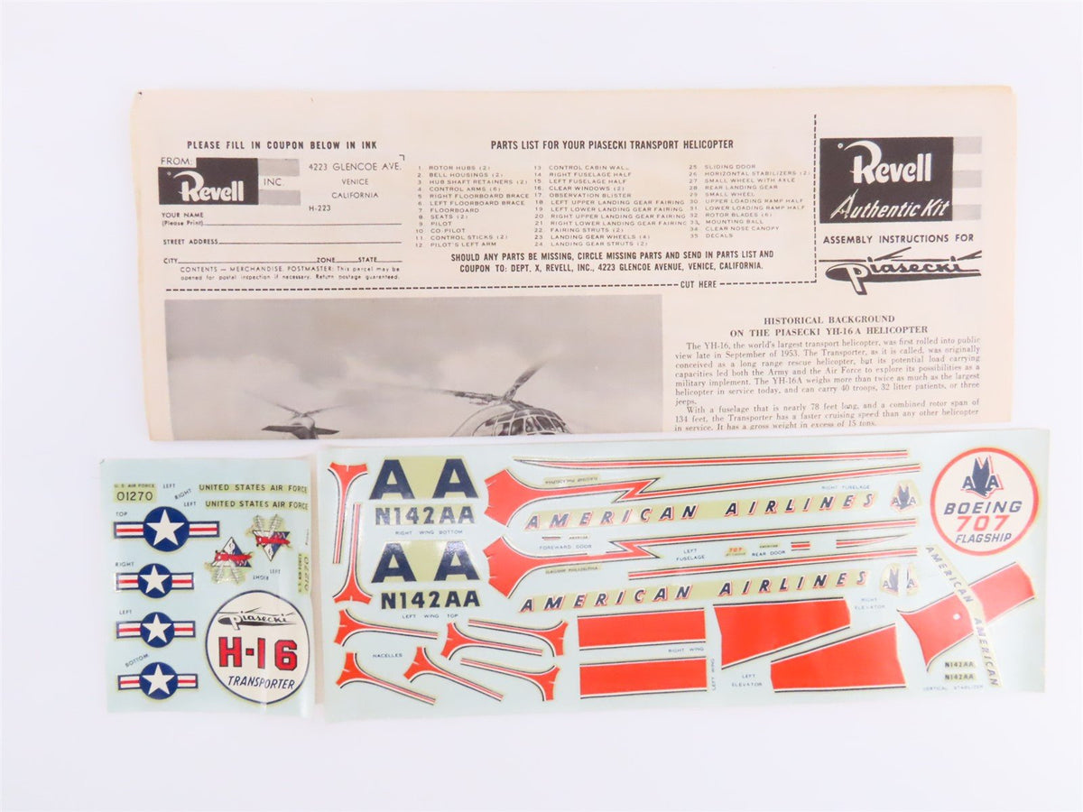 Revell Kit #H223-98 US Air Force H-16 Piasecki Transporter Helicopter