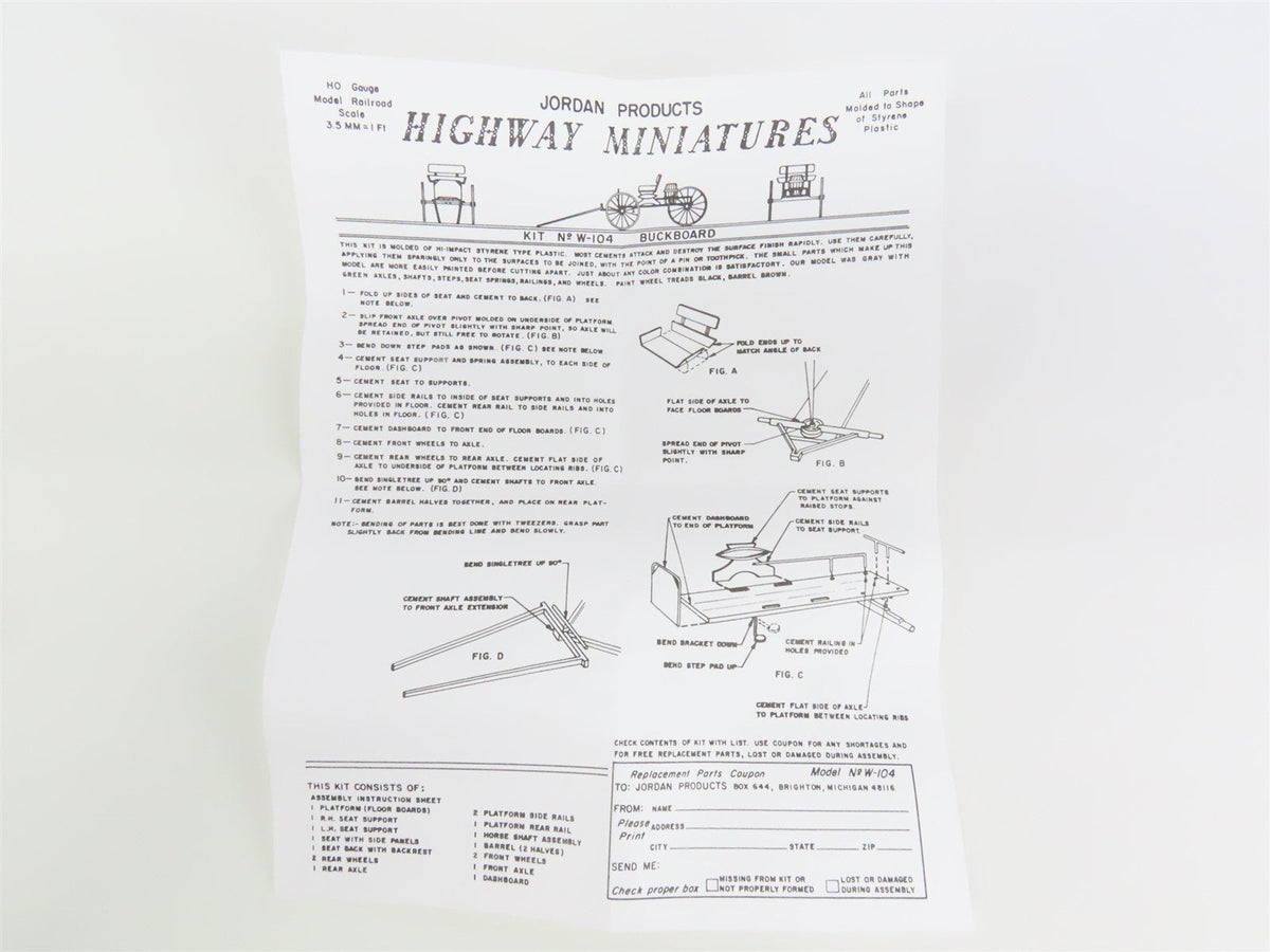 HO Scale Jordan Highway Miniatures Kit #360-104 Buckboard