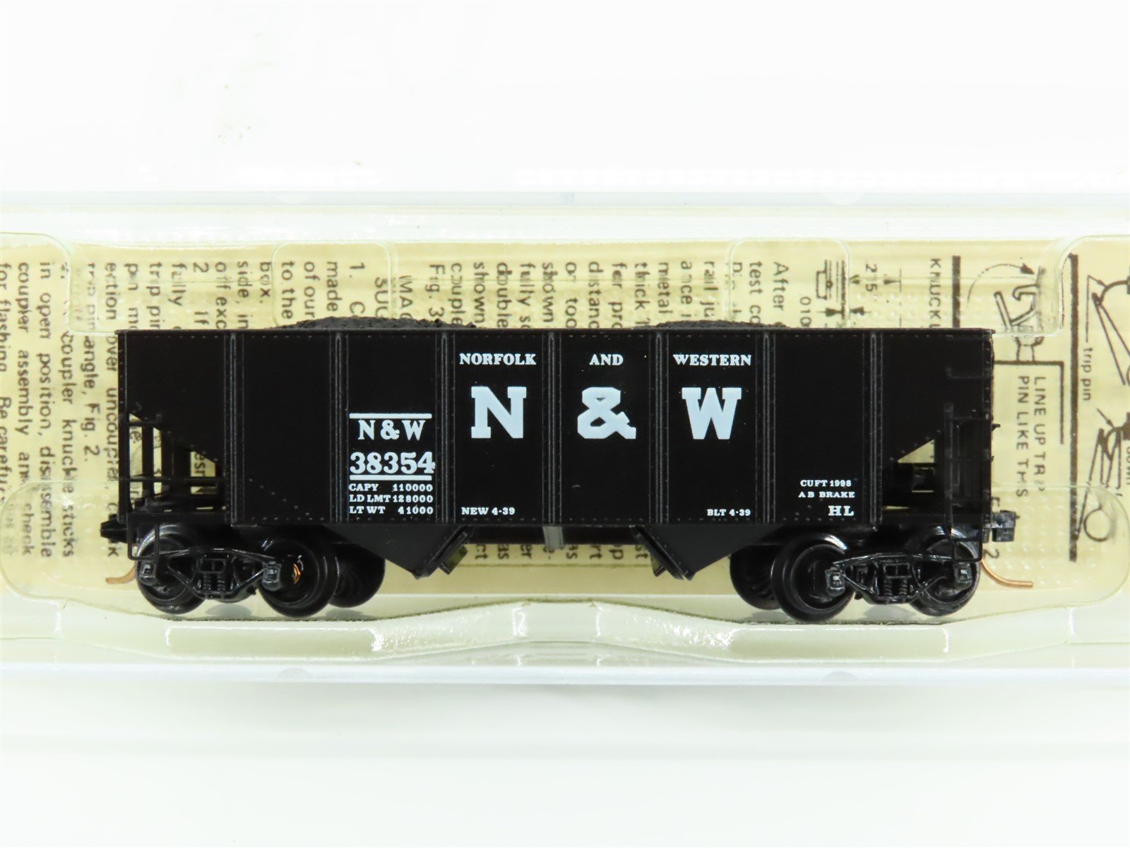 N Scale Kadee Micro-Trains MTL 56040 N&W Norfolk & Western 2-Bay Hopper #38354