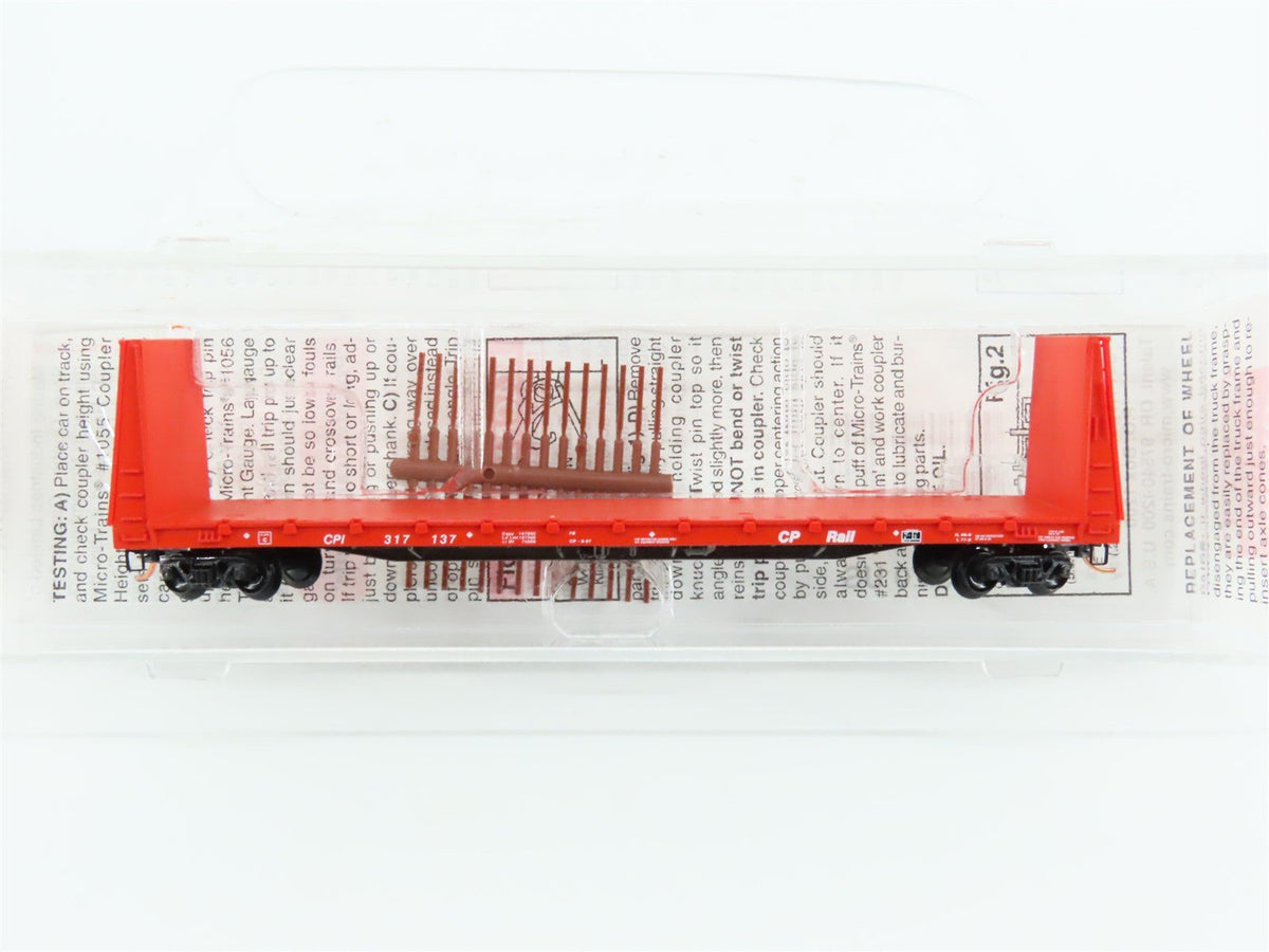 N Scale Micro-Trains MTL 54070 CP Rail 61&#39; 8&quot; Bulkhead Flat Car #317137