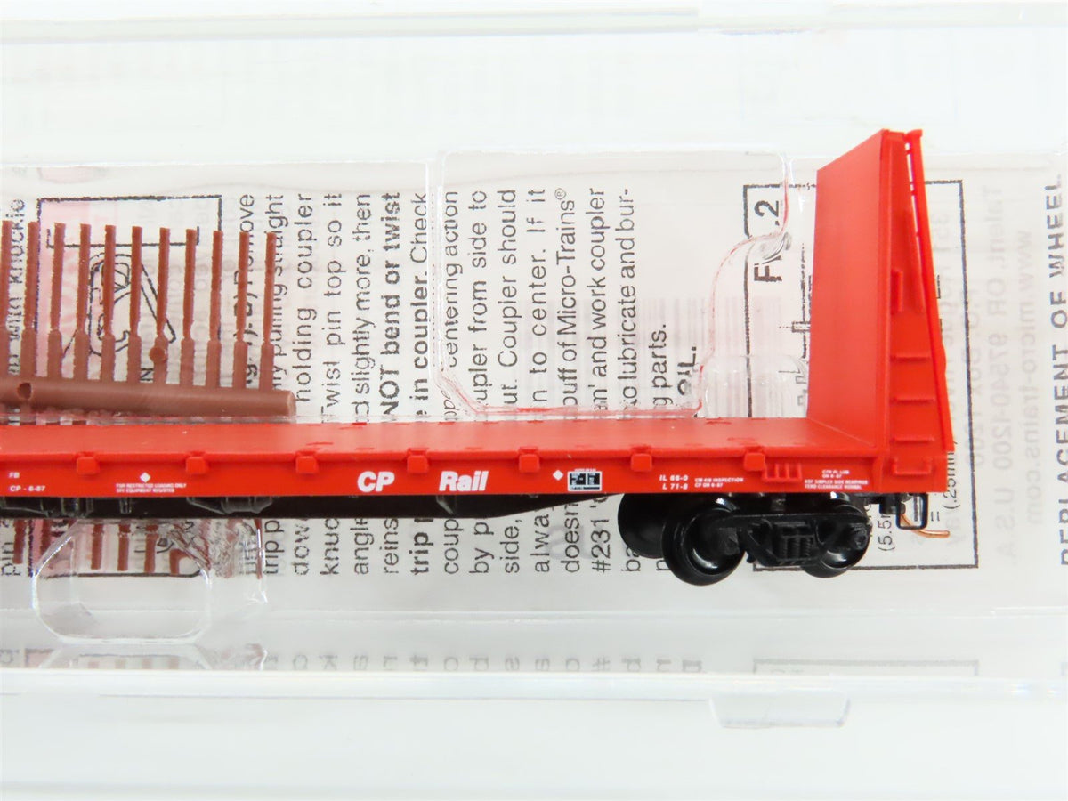 N Scale Micro-Trains MTL 54070 CP Rail 61&#39; 8&quot; Bulkhead Flat Car #317137