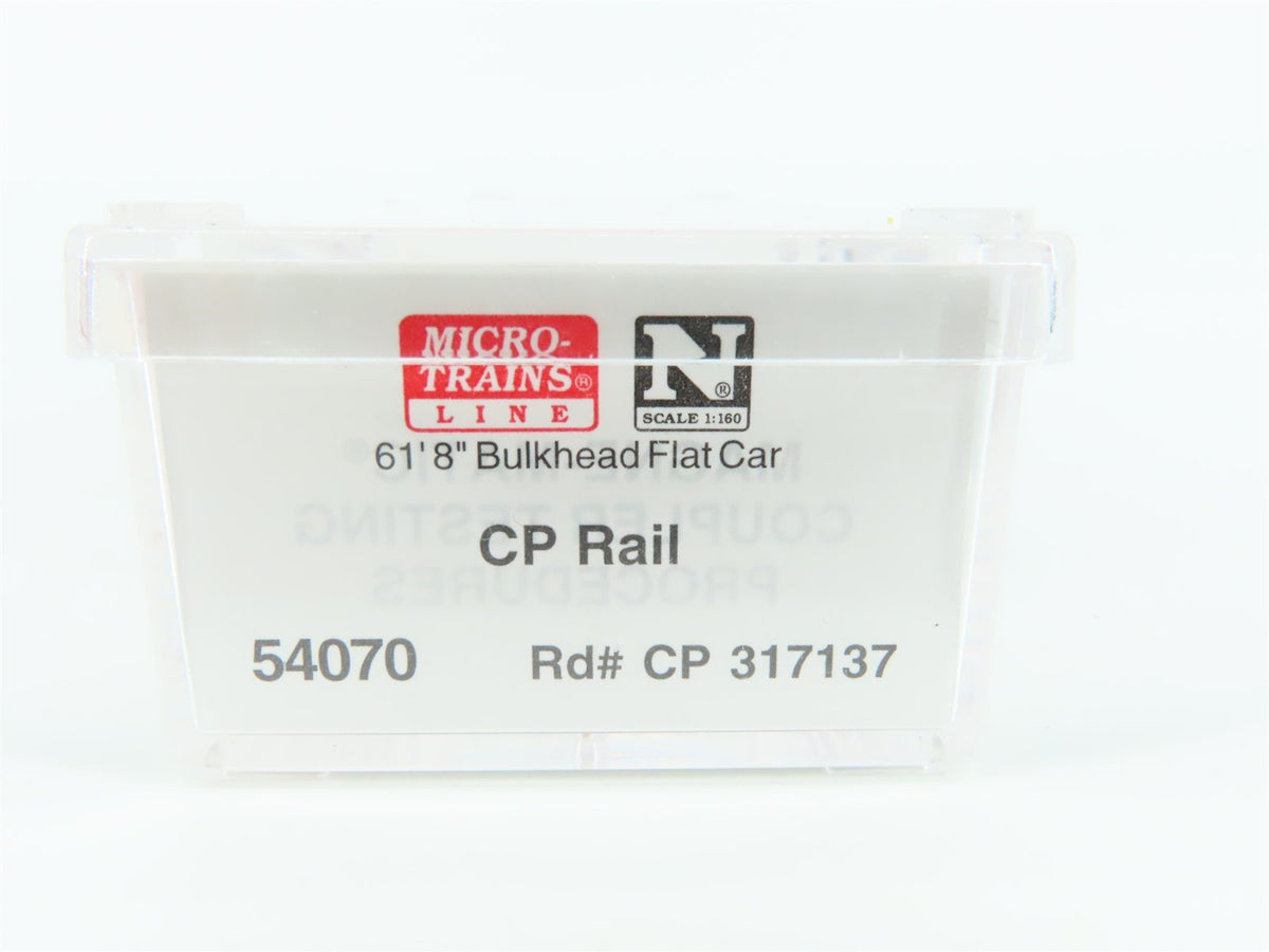 N Scale Micro-Trains MTL 54070 CP Rail 61&#39; 8&quot; Bulkhead Flat Car #317137