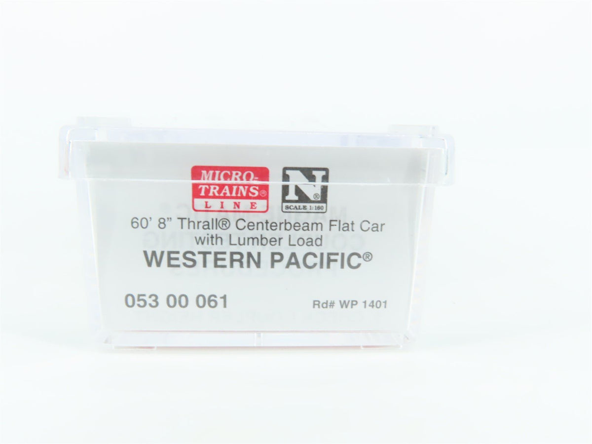 N Micro-Trains MTL 05300061 WP Western Pacific Centerbeam Flat Car #1401 w/ Load