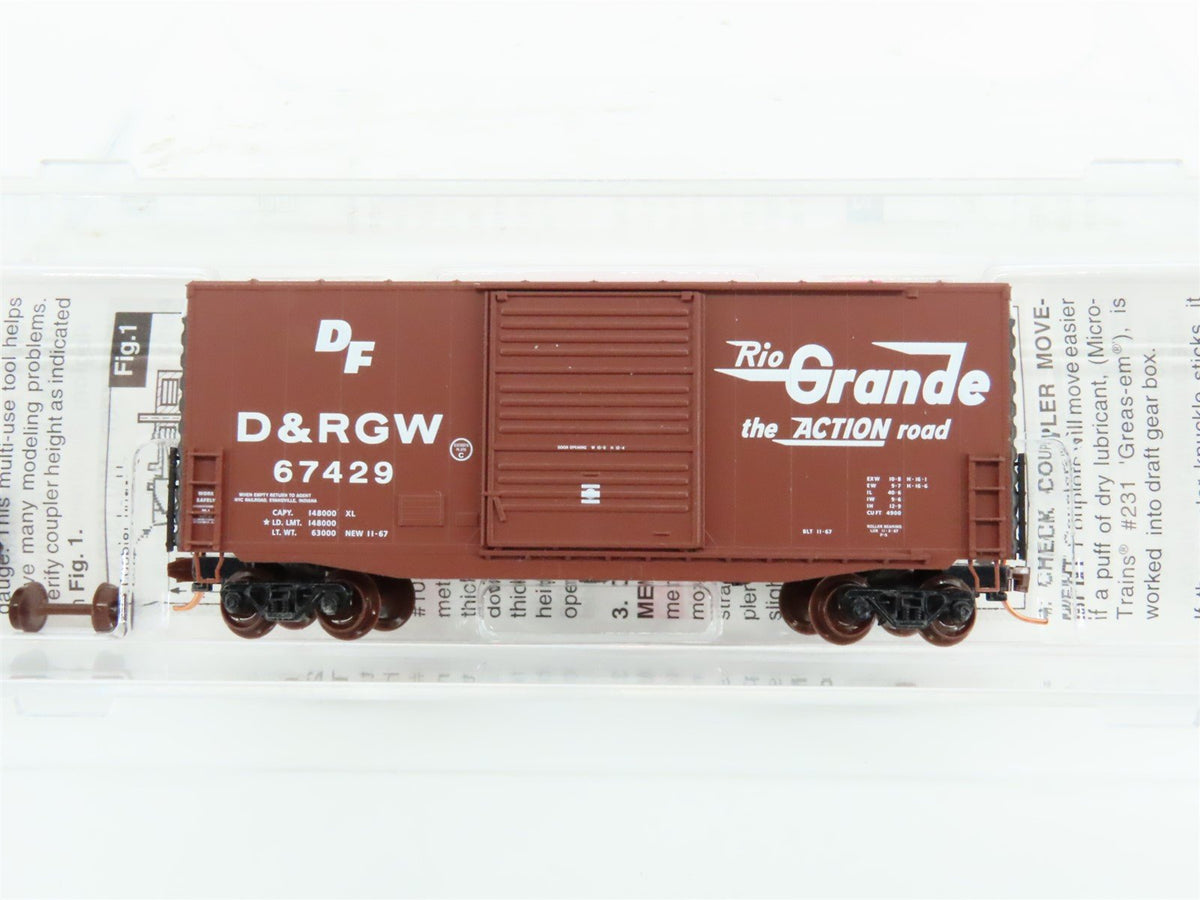 N Scale Micro-Trains MTL 10100030 D&amp;RGW Rio Grande &quot;Action&quot; 40&#39; Box Car #67429