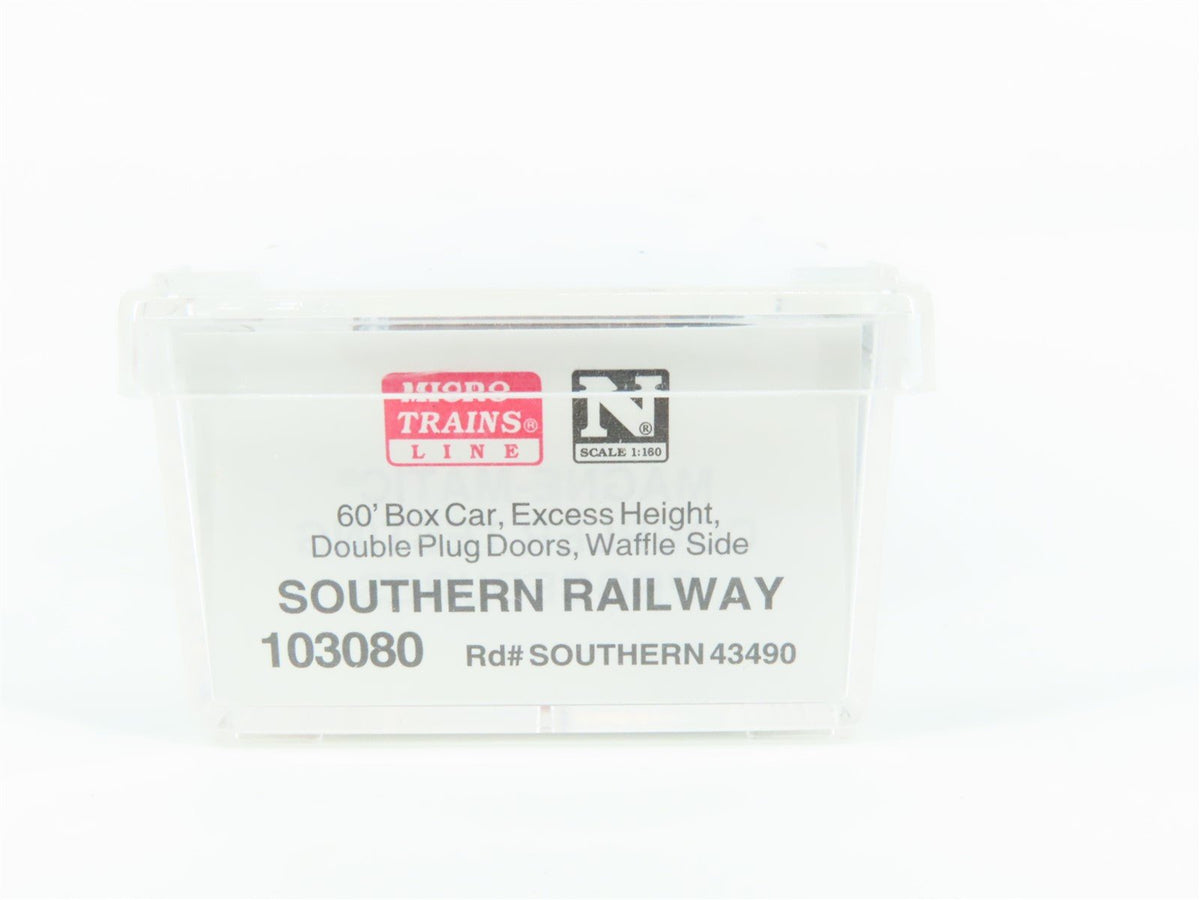 N Scale Micro-Trains MTL 103080 SOU Southern Railway 60&#39; Waffle Box Car #43490