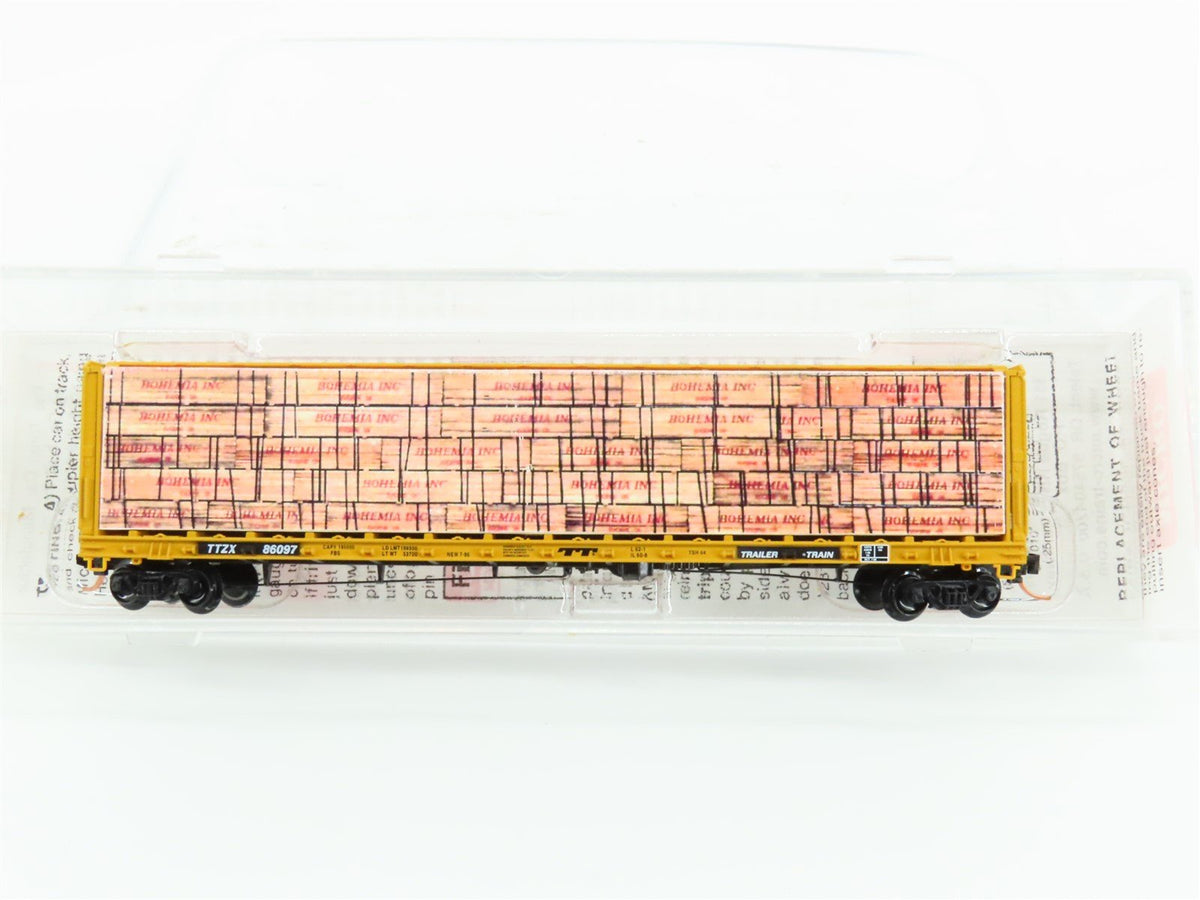 N Micro-Trains MTL 53020 TTZX Trailer Train Centerbeam Flat Car #86097 w/ Load