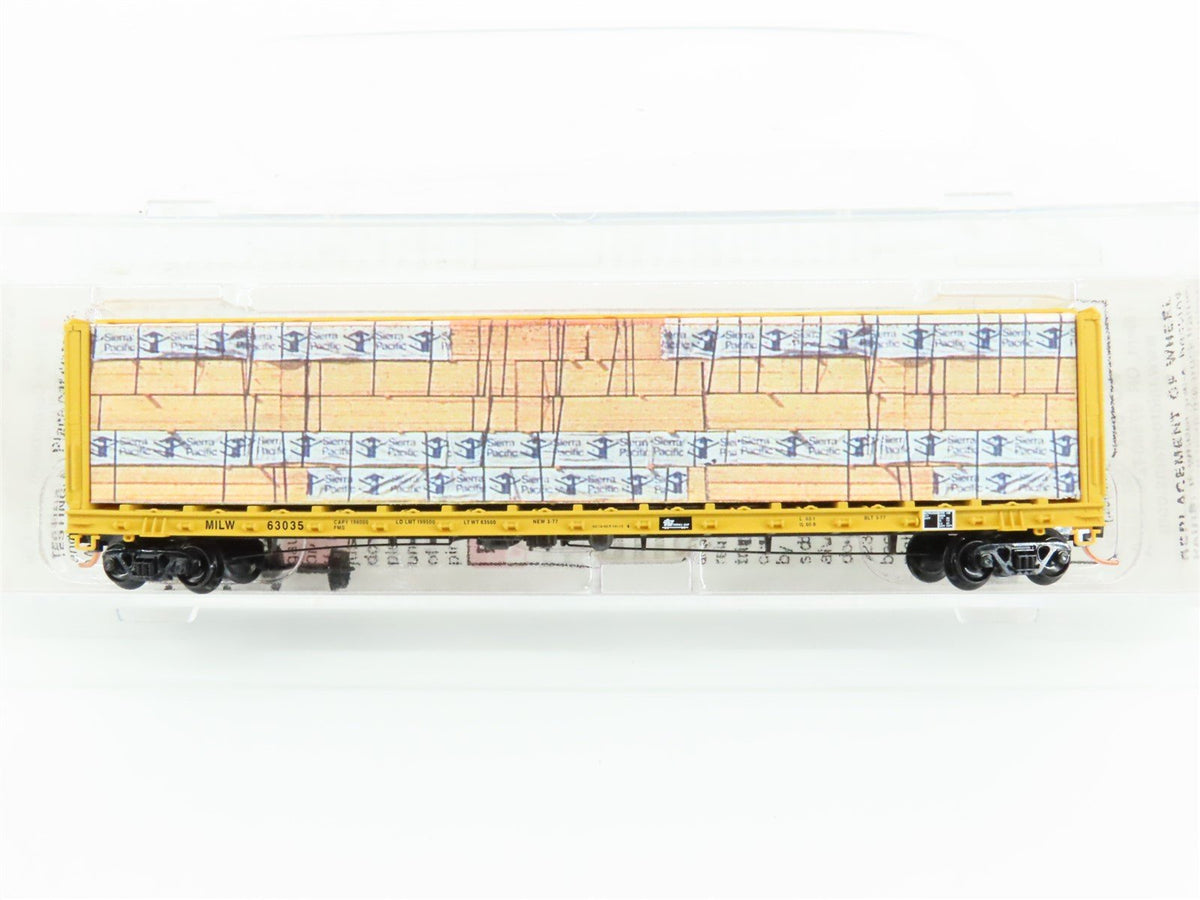 N Micro-Trains MTL 53050 MILW Milwaukee Road Centerbeam Flat Car #63035 w/ Load