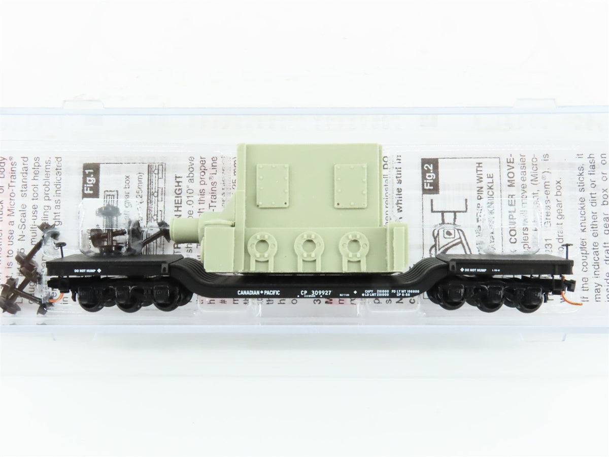 N Micro-Trains MTL 10900060 CP Flat Car #309927 w/ Marine Engine Block Load