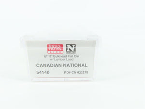 N Micro-Trains MTL 54140 CN Canadian National Bulkhead Flat Car #622278 w/ Load