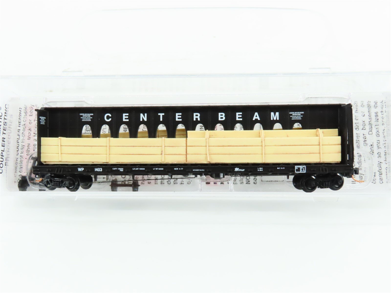 N Micro-Trains MTL 05300062 WP Western Pacific Centerbeam Flat Car #1403 w/ Load